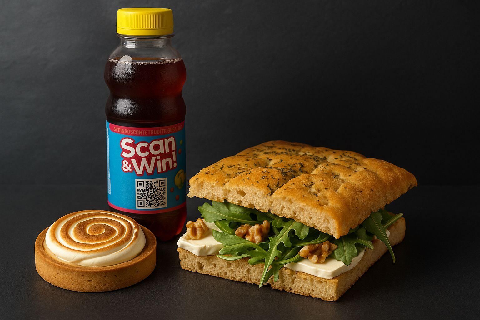 Focaccia, tartelette et boisson